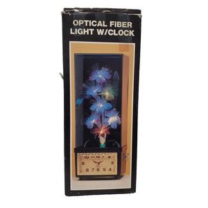 Vintage Fiber Optic Color Changing Red/Yellow Flower Light Lamp & Clock 14”